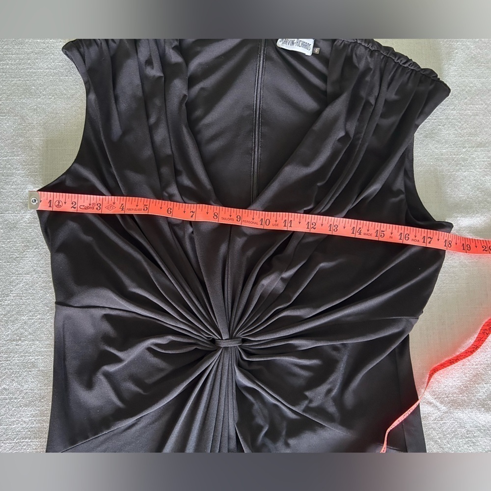 MARVIN RICHARDS Women's Black V Neck Polyester Cocktail Career Dress Size 10 - Picture 9 of 12